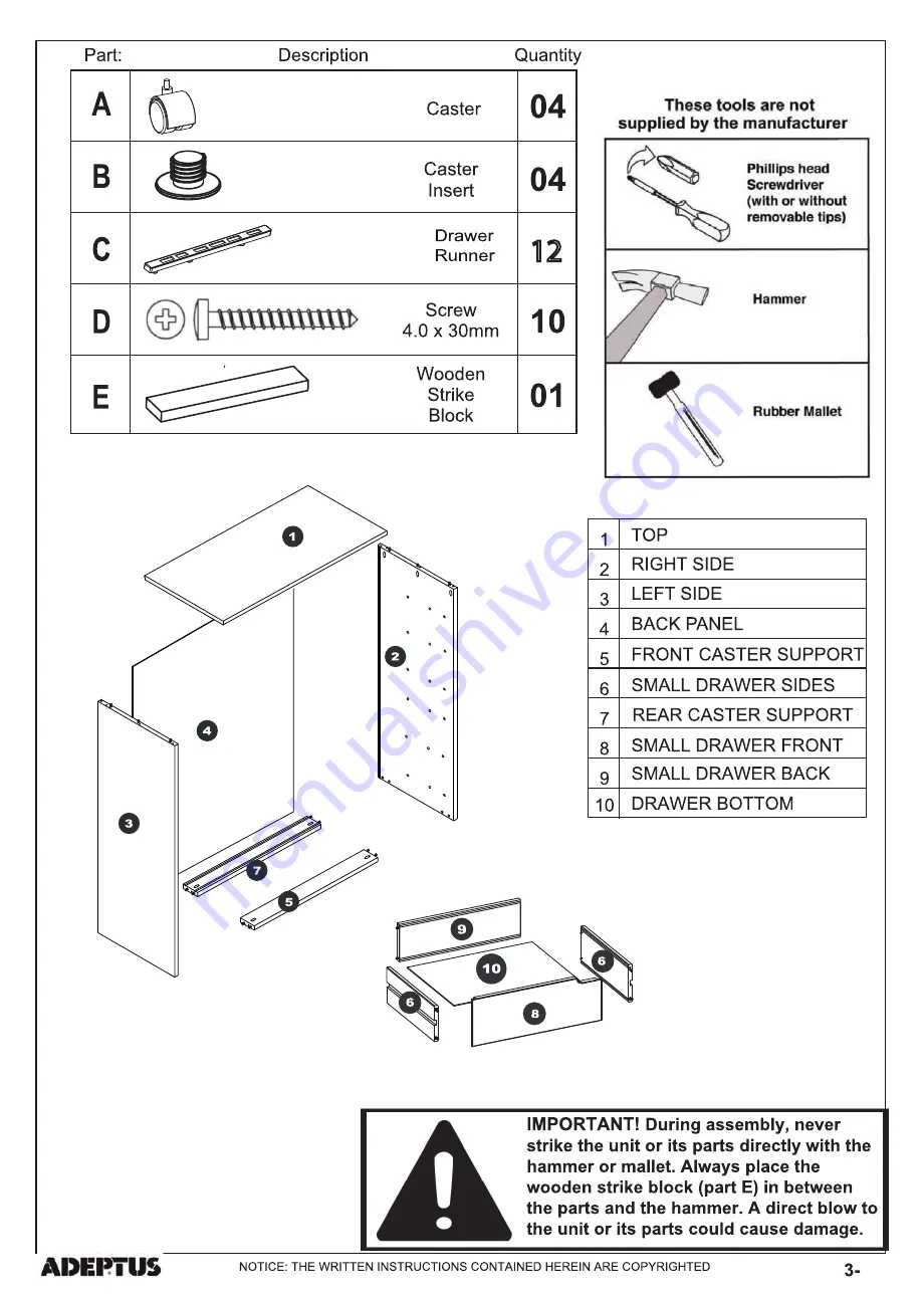 adeptus 88031 Assembly Instructions Manual Download Page 3