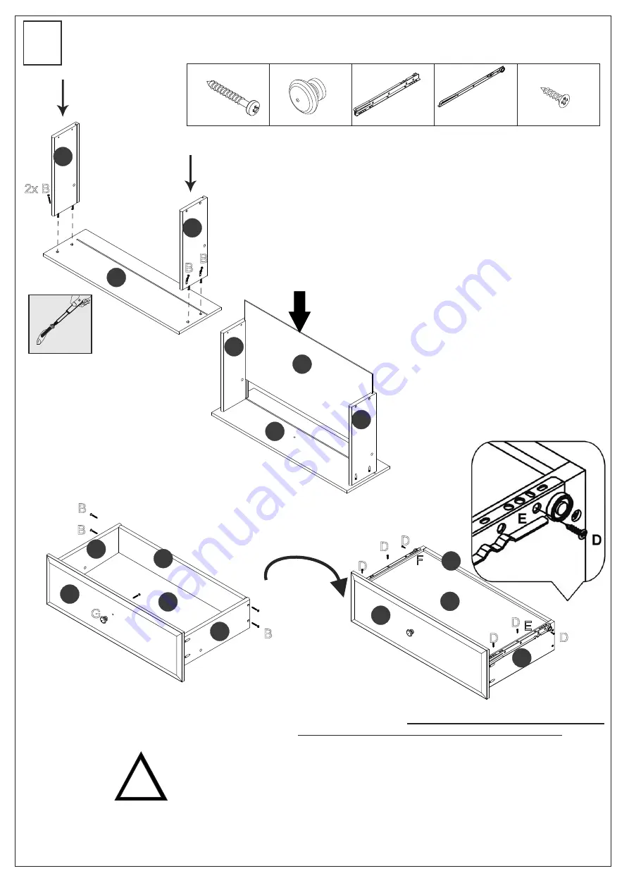 adeptus Cottage 3 Drawer End Table 78102 Assembly Instructions Manual Download Page 9