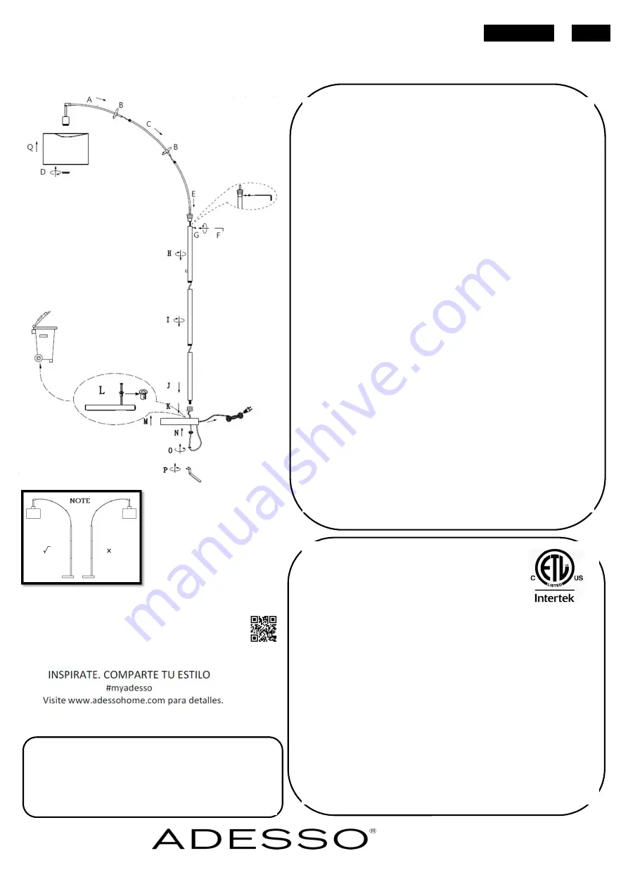 Adesso Bergen 4209-01 Assembly Instruction Download Page 2