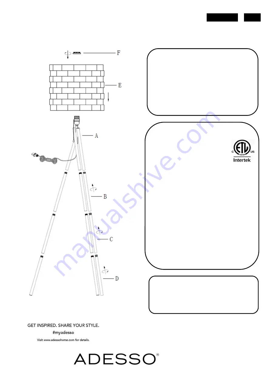 Adesso Savannah Floor Lamp Assembly Instruction Download Page 1