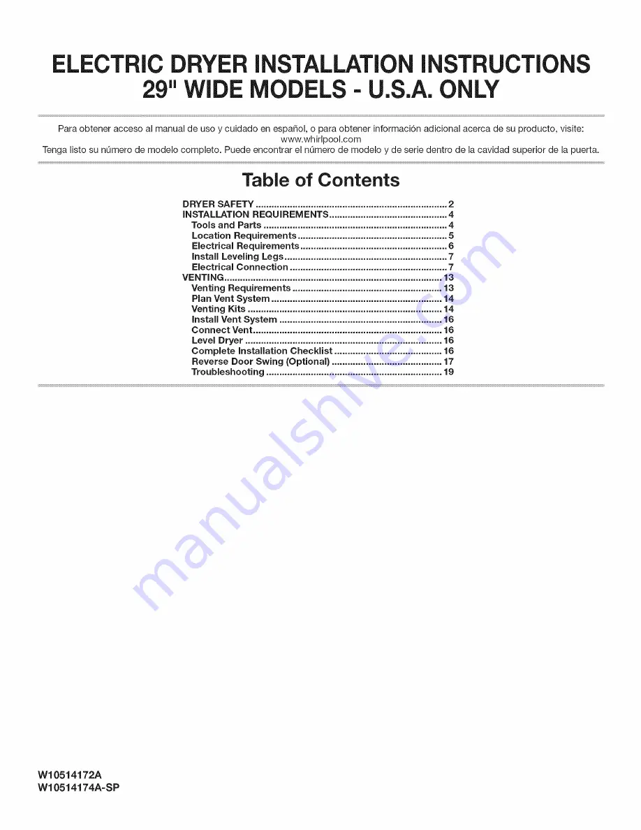 Admiral AED4675YQ1 Installation Instructions Manual Download Page 1