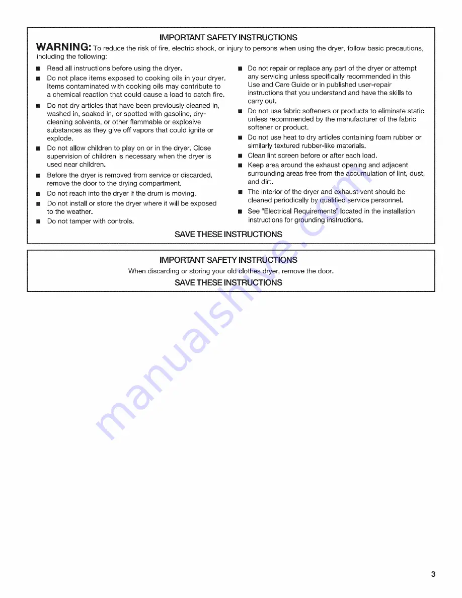 Admiral AED4675YQ1 Installation Instructions Manual Download Page 3