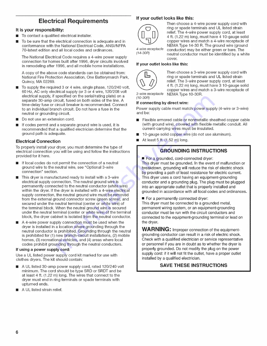 Admiral AED4675YQ1 Installation Instructions Manual Download Page 6