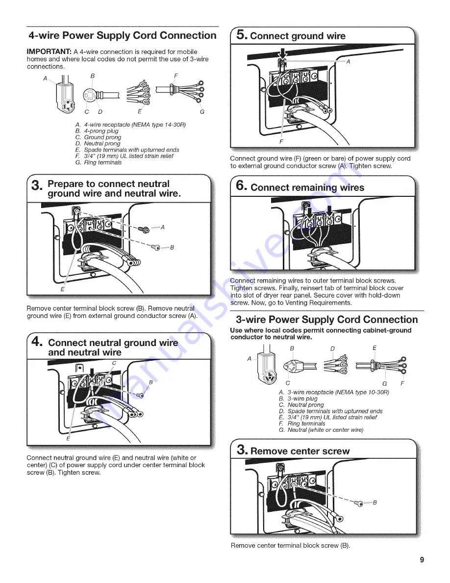 Admiral AED4675YQ1 Installation Instructions Manual Download Page 9