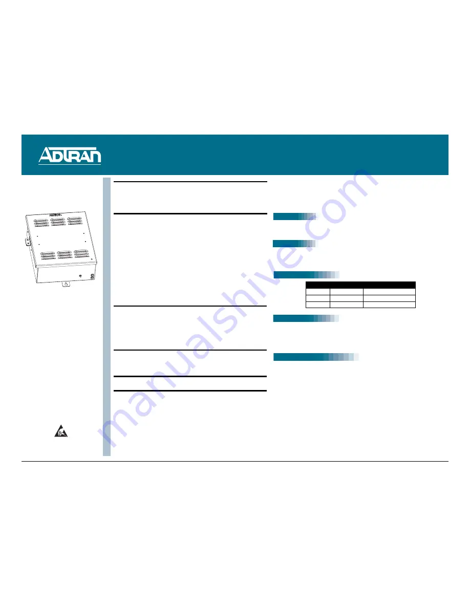 ADTRAN Battery Backup Unit (L4) Specification Manual Download Page 1