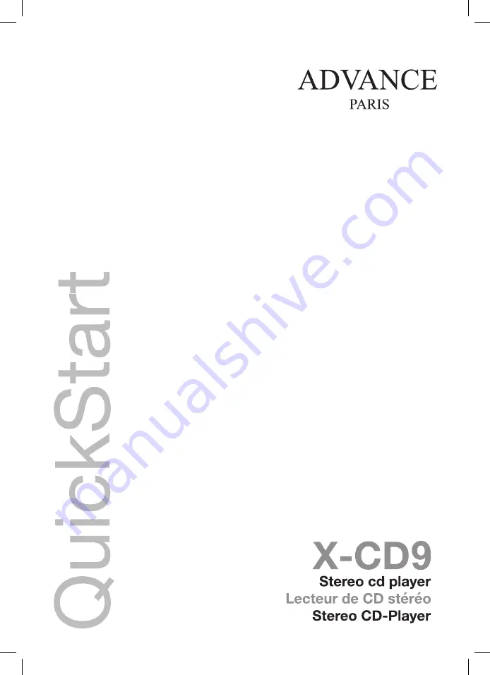 Advance Paris X-CD9 Quick Start Manual Download Page 1