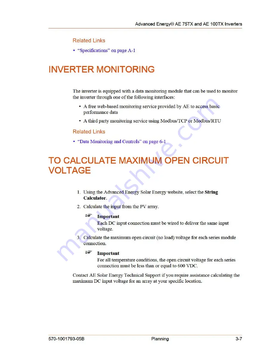 Advanced Energy AE 100TX Installation And Operation Manual Download Page 45