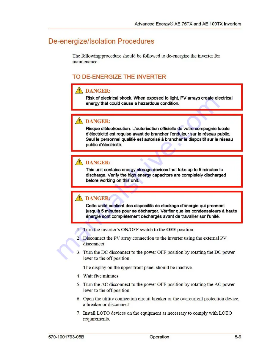 Advanced Energy AE 100TX Installation And Operation Manual Download Page 77