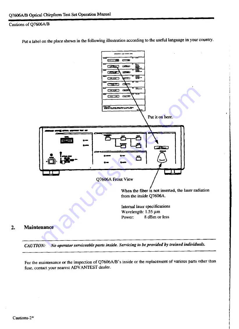 advantest corporation Q7606A Operation Manual Download Page 9