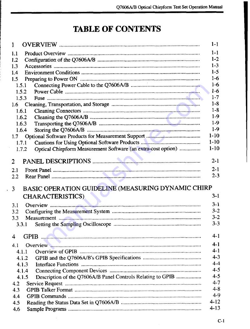 advantest corporation Q7606A Operation Manual Download Page 11