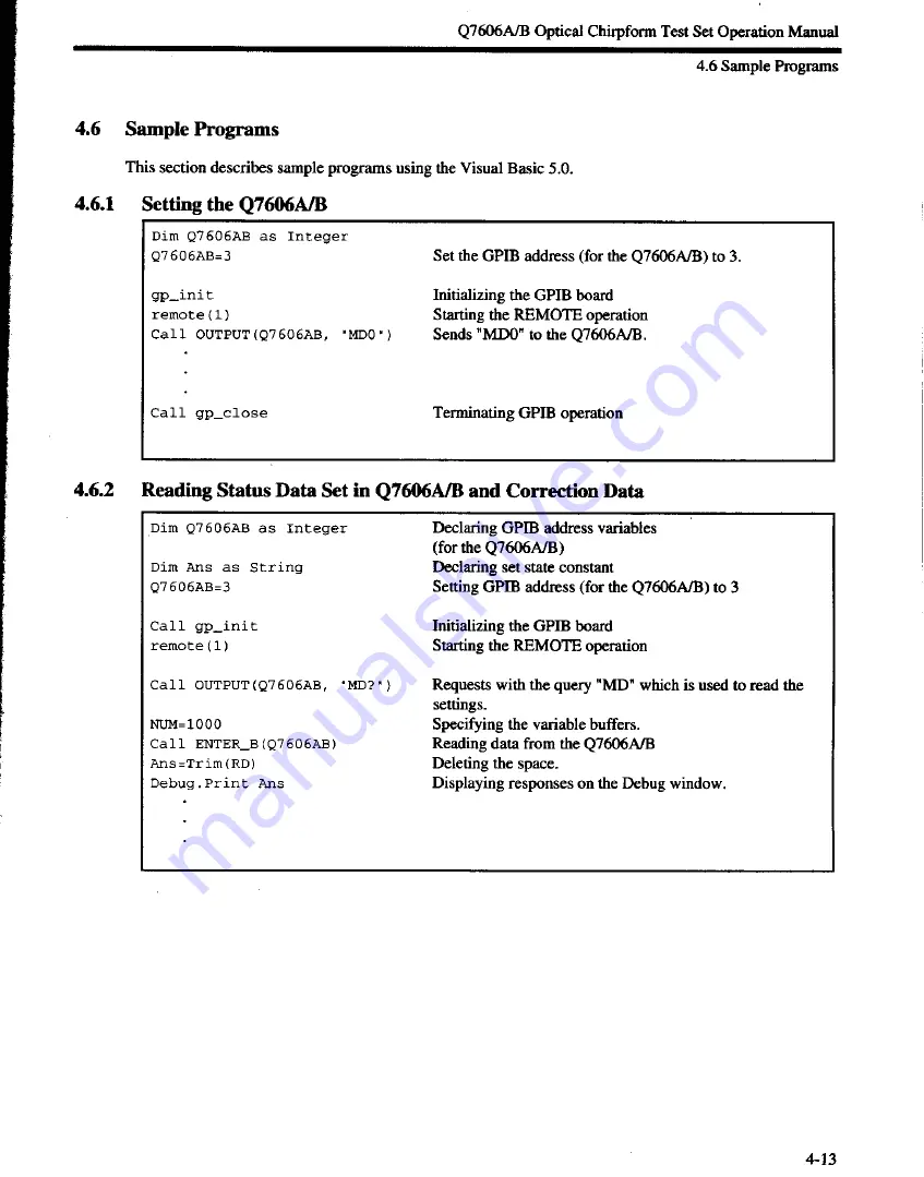 advantest corporation Q7606A Operation Manual Download Page 43