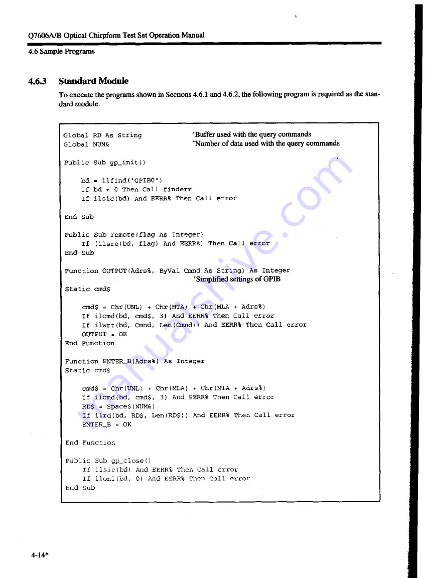 advantest corporation Q7606A Operation Manual Download Page 44