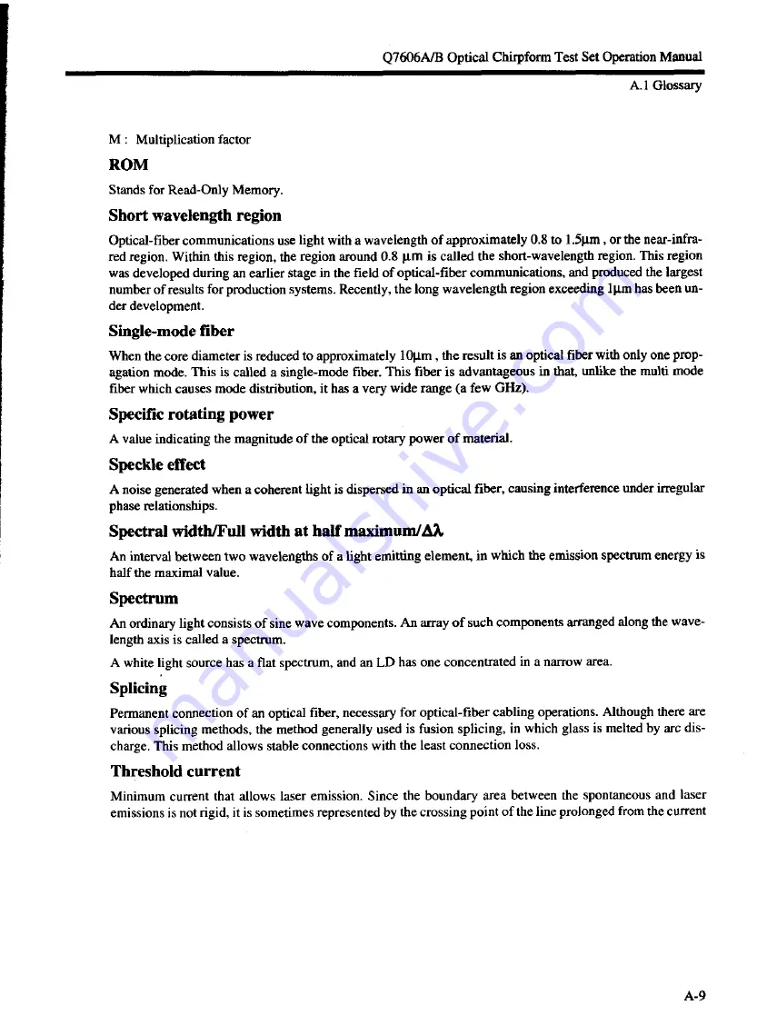 advantest corporation Q7606A Operation Manual Download Page 63