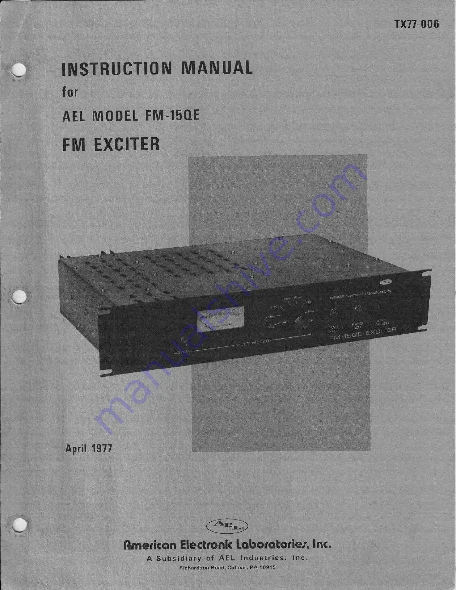 AEL FM-15QE Instruction Manual Download Page 1