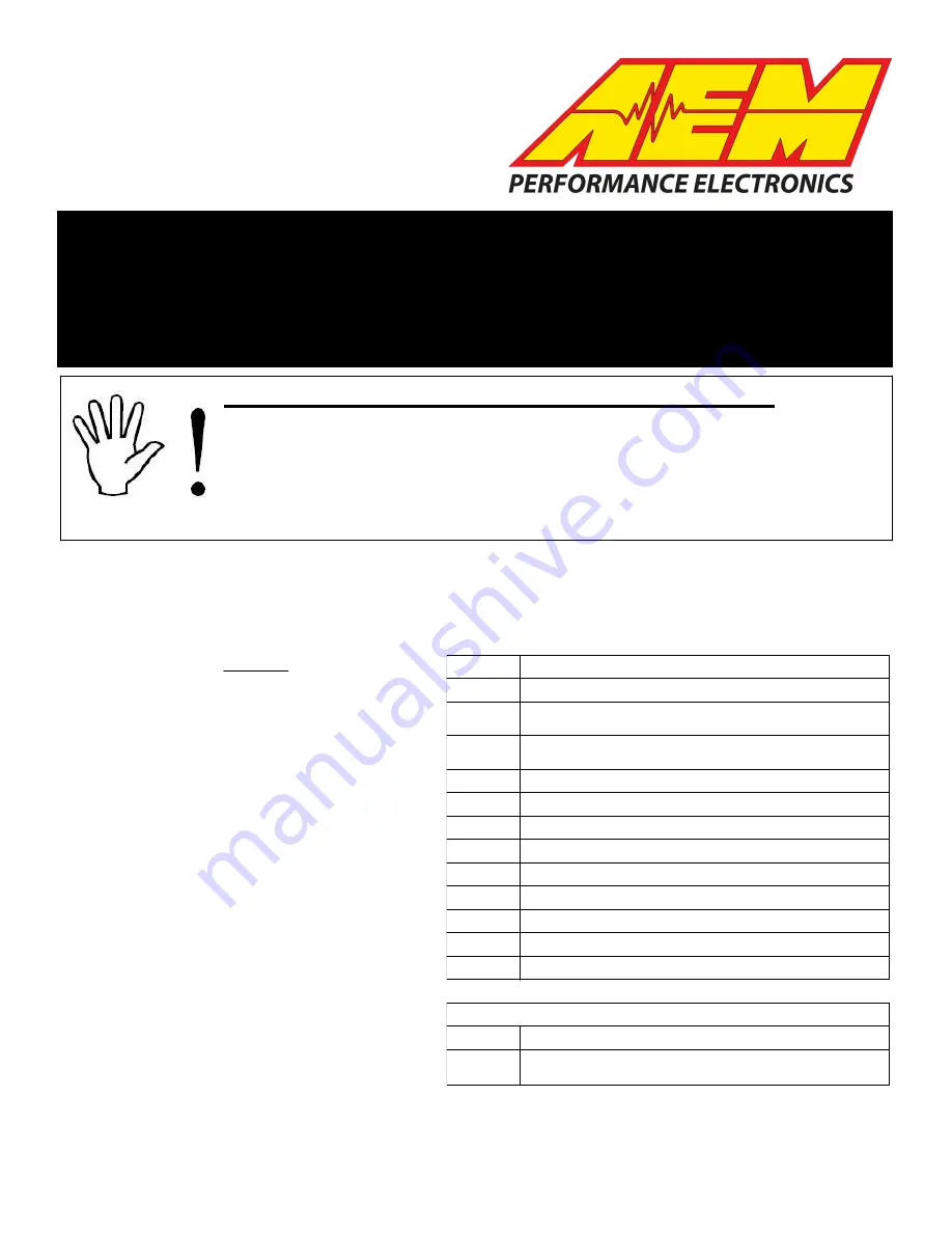 AEM 30-0309 Instruction Manual Download Page 1