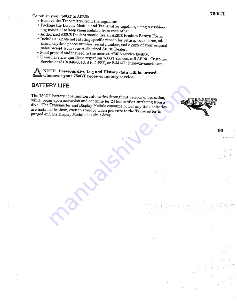 Aeris 750GT Owner'S Manual Download Page 101