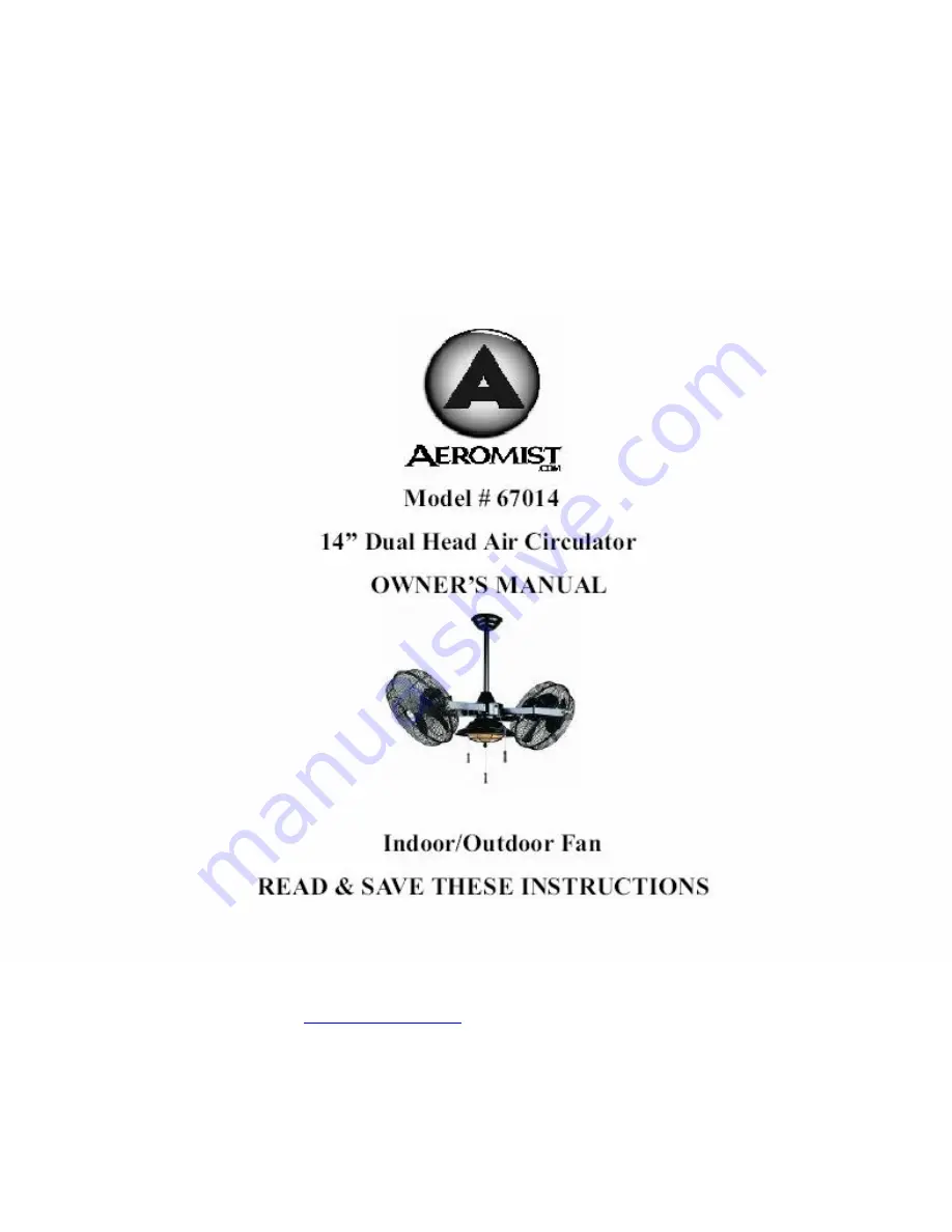 Aero Mist 67014 Owner'S Manual Download Page 1