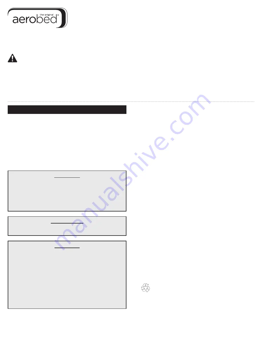 AeroBed 109 AU Instruction Manual Download Page 2