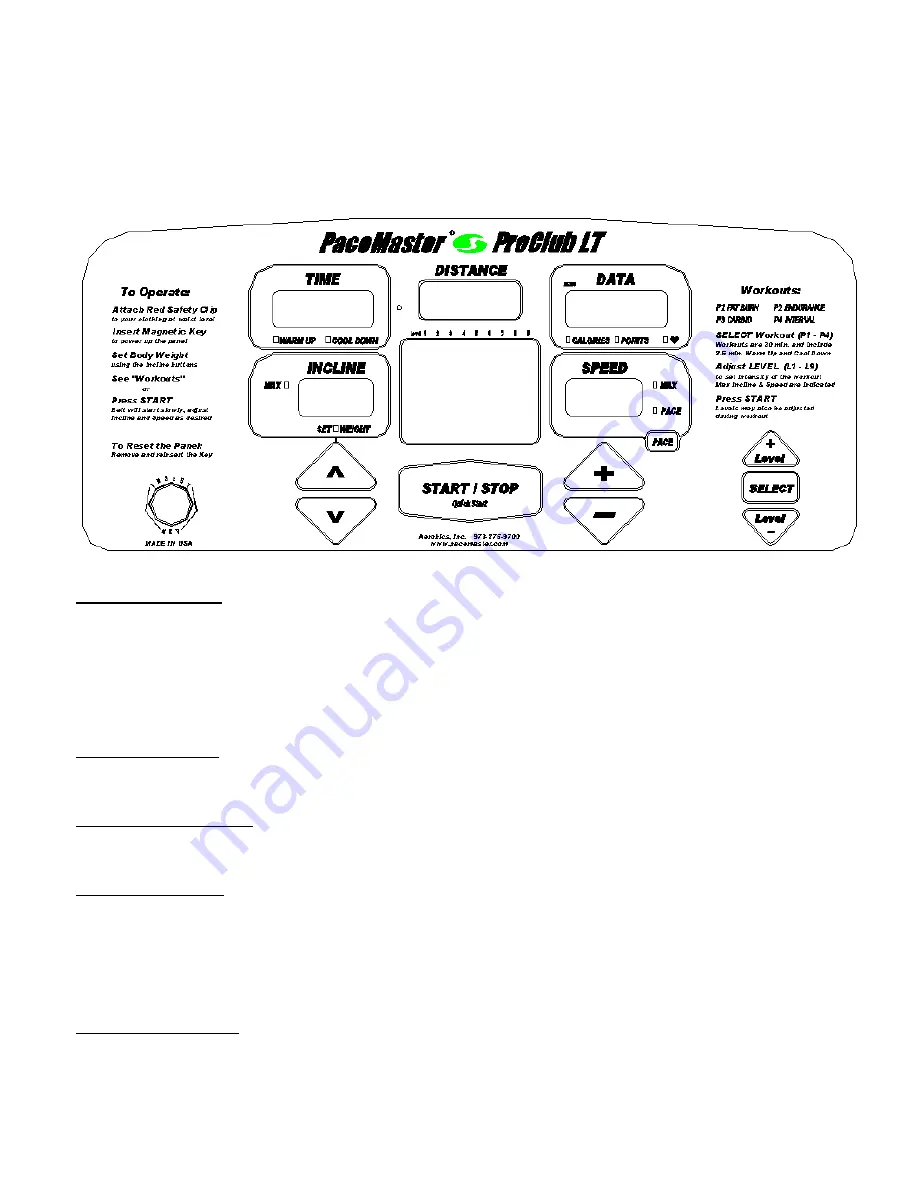 Aerobics PaceMaster ProClub LT Owner'S Manual Download Page 9