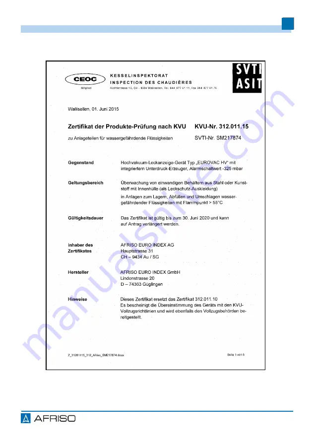 AFRISO 312.011.15 Operating Instructions Manual Download Page 54