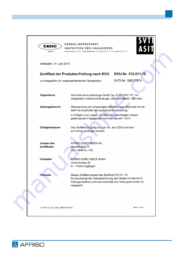 AFRISO 312.011.15 Operating Instructions Manual Download Page 294