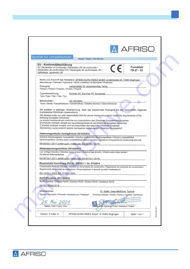 AFRISO Europress Operating Instructions Manual Download Page 112