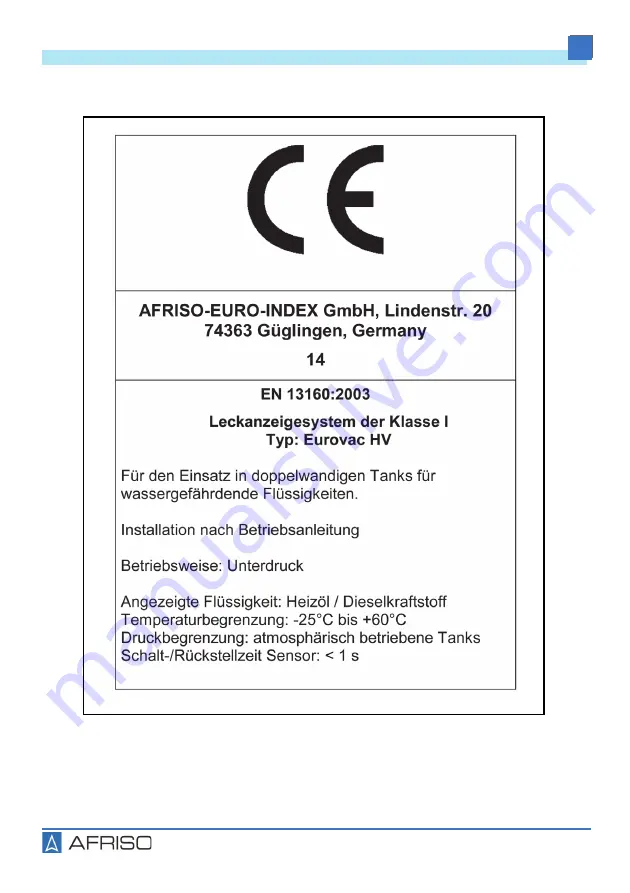 AFRISO Eurovac HV Operating Instructions Manual Download Page 57