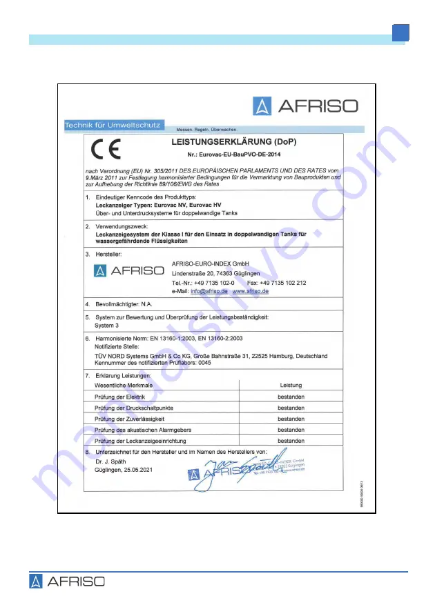 AFRISO Eurovac HV Operating Instructions Manual Download Page 170