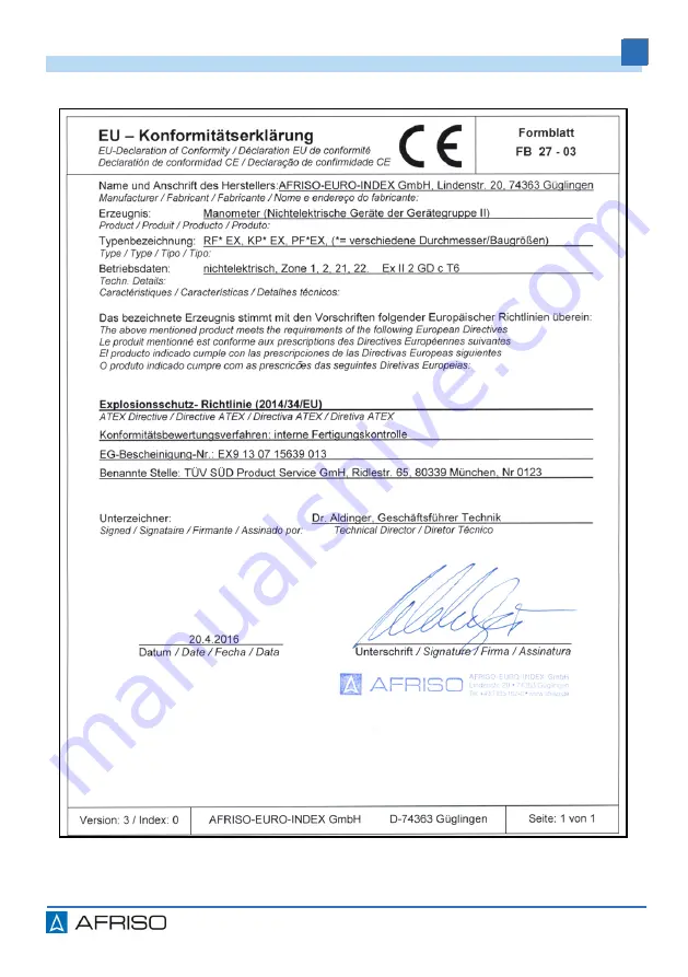 AFRISO KP EX Series Скачать руководство пользователя страница 43