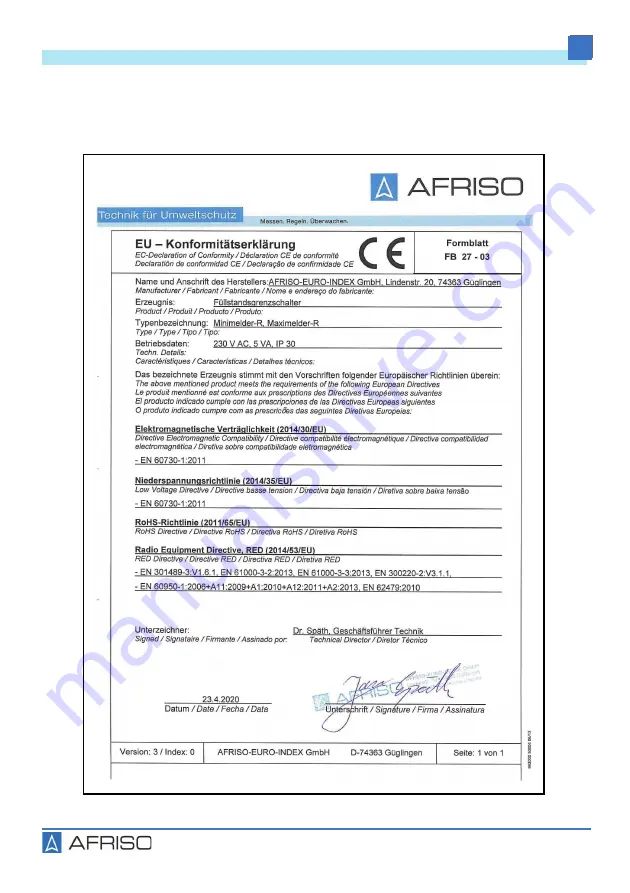 AFRISO Maximelder-R Operating Instructions Manual Download Page 133