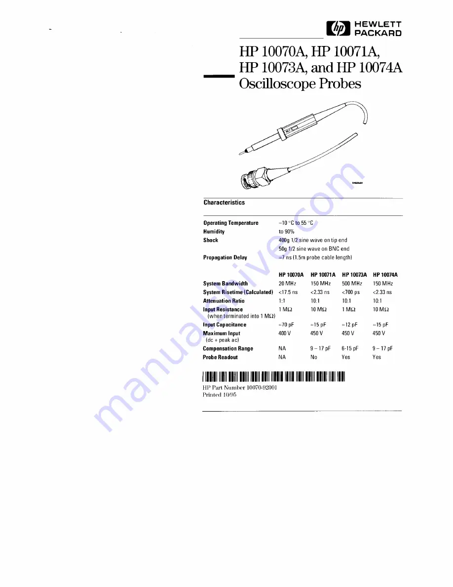 Agilent Technologies HP 10070A Скачать руководство пользователя страница 2