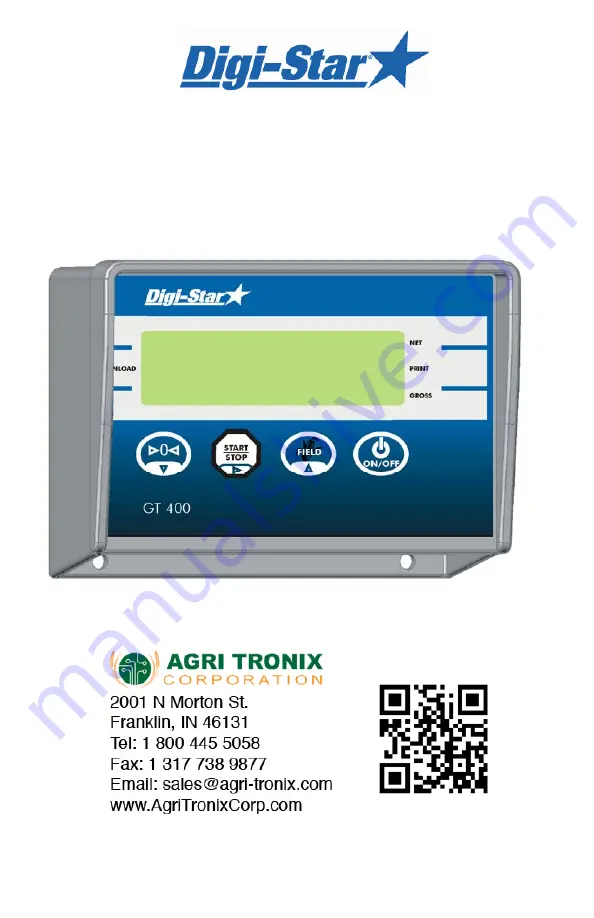 AGRI TRONIX DIGI-STAR GT400 Operator'S Manual Download Page 1