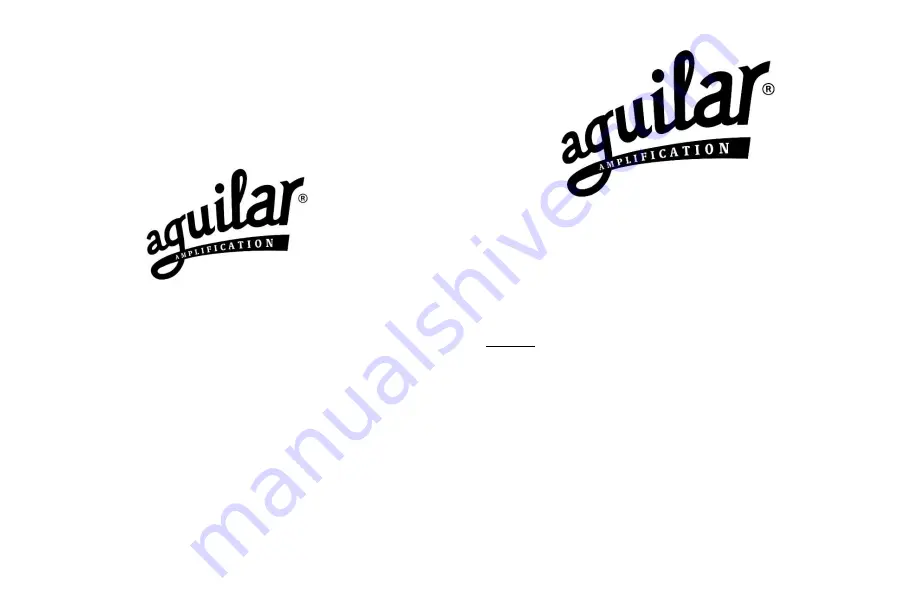 Aguilar DB 925 Owner'S Manual Download Page 1