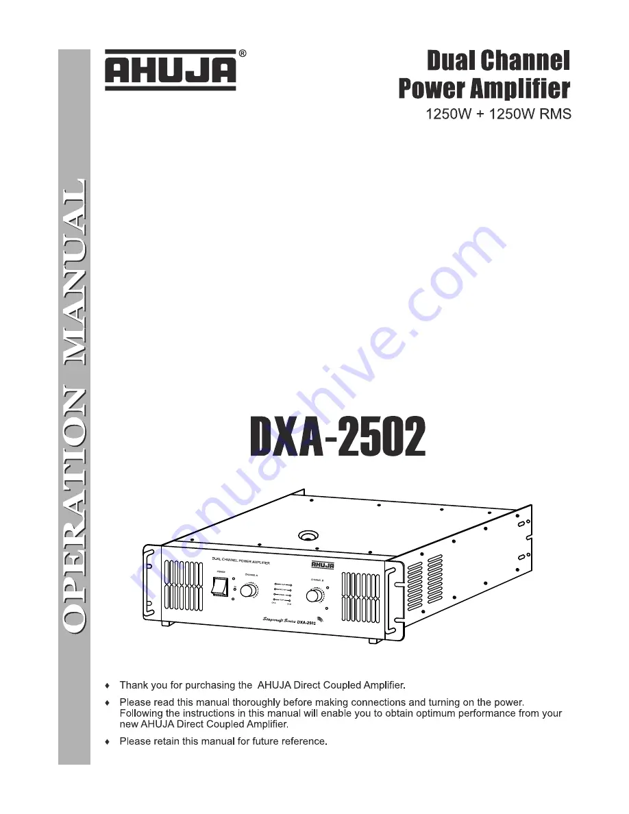 Ahuja DXA-2502 Operation Manual Download Page 1