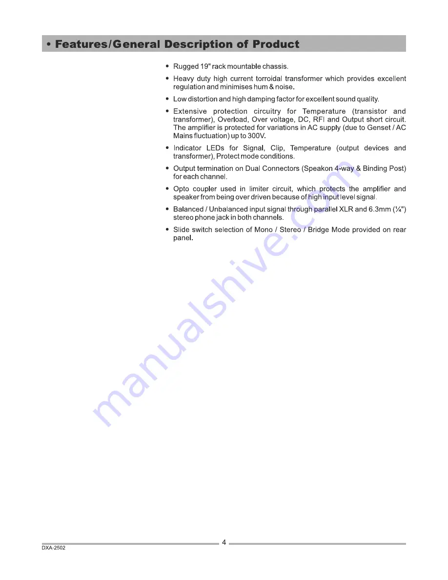 Ahuja DXA-2502 Operation Manual Download Page 4