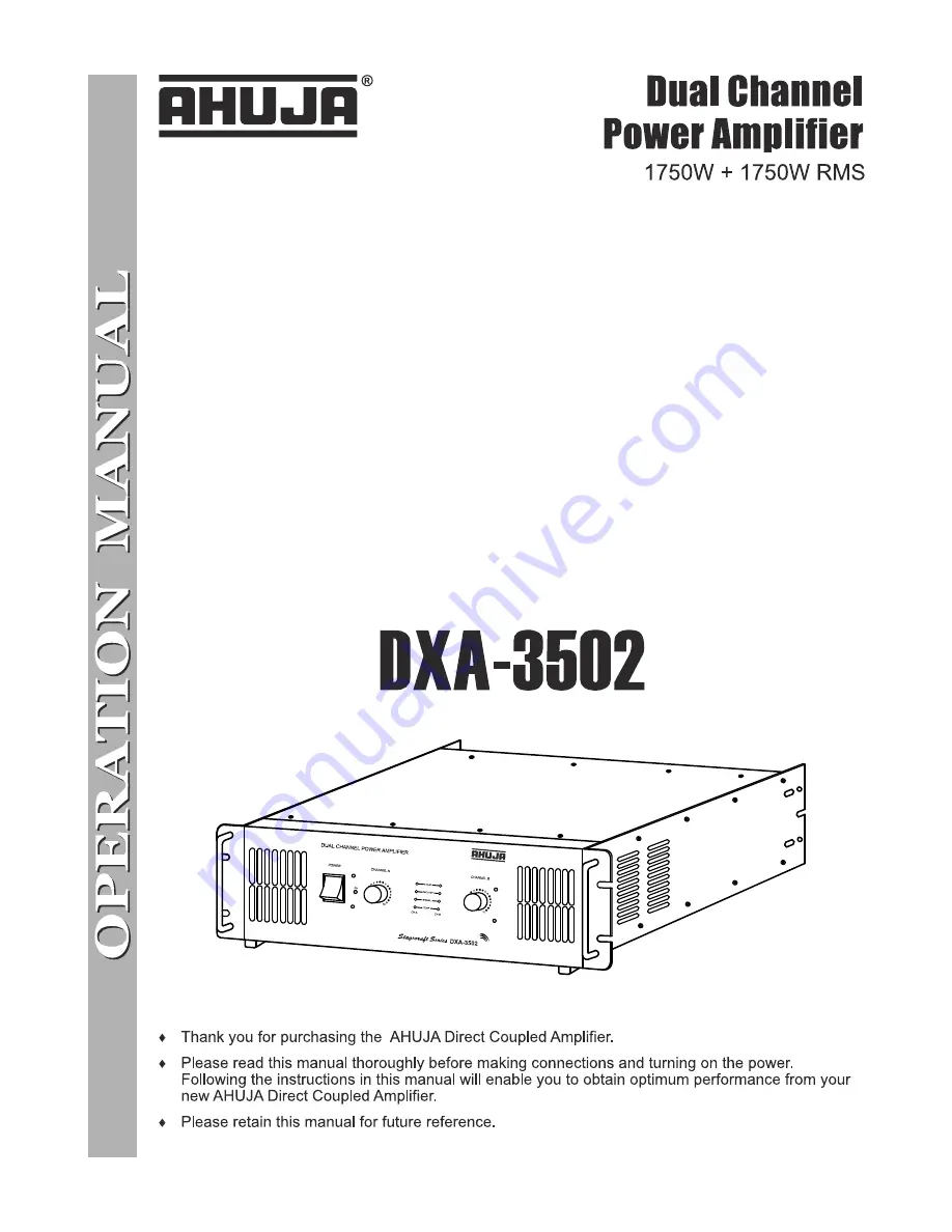 Ahuja DXA-3502 Operation Manual Download Page 1