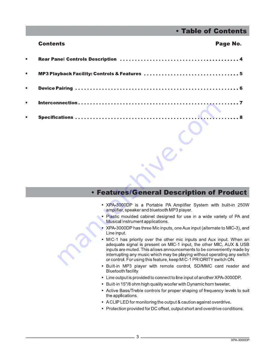 Ahuja XPA-3000DP Operation Manual Download Page 3