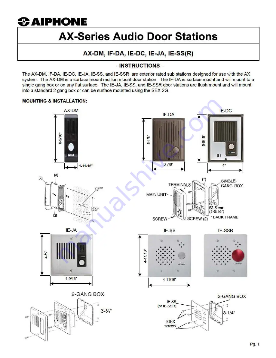 Aiphone AX-DM Instructions Download Page 1