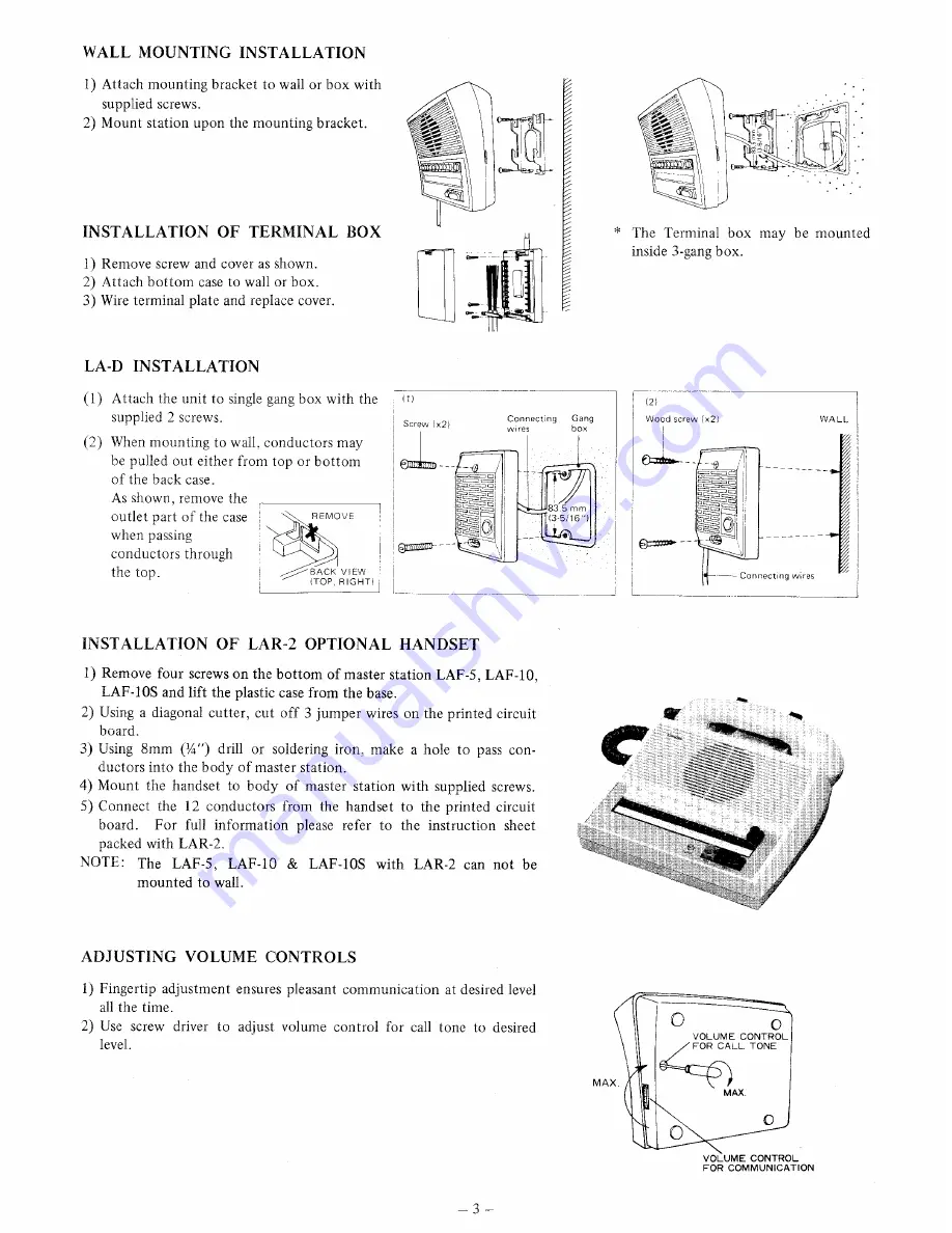 Aiphone LAF-10 Instructions Manual Download Page 3