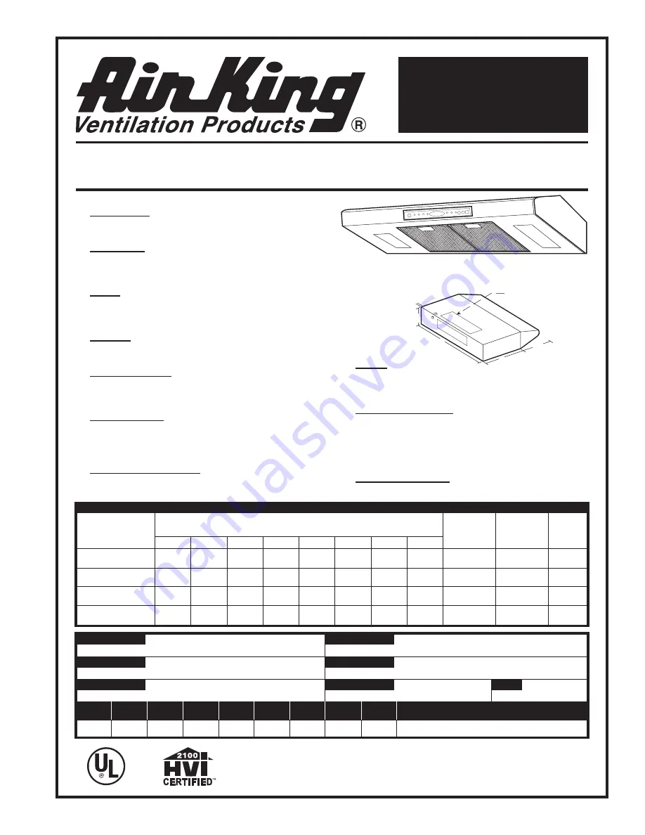 Air King 100 CFM Скачать руководство пользователя страница 1