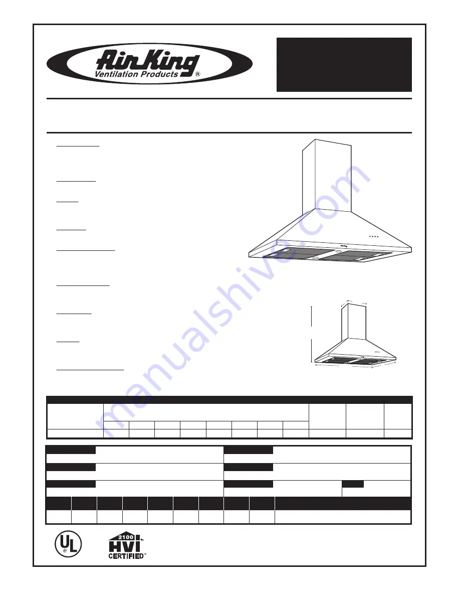 Air King RANGE HOODS MALLORCA Скачать руководство пользователя страница 1