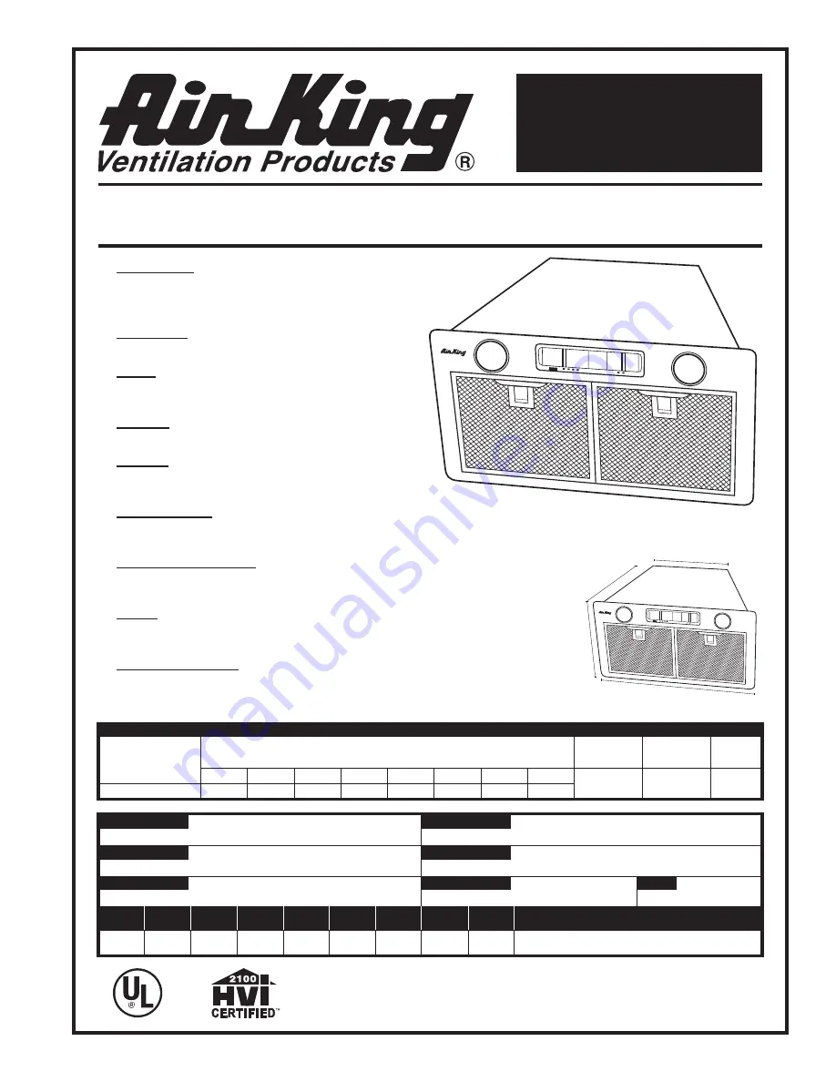 Air King Range Hoods SEV24SSH Скачать руководство пользователя страница 1