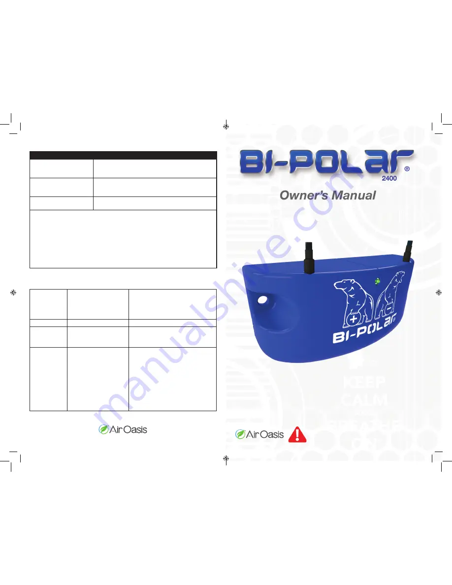 Air Oasis Bi-Polar 2400-24 Owner'S Manual Download Page 1