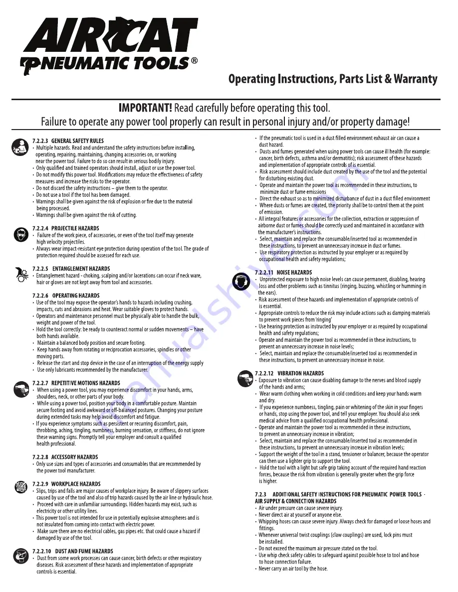 Aircat 1000-TH Operating Instructions Download Page 1