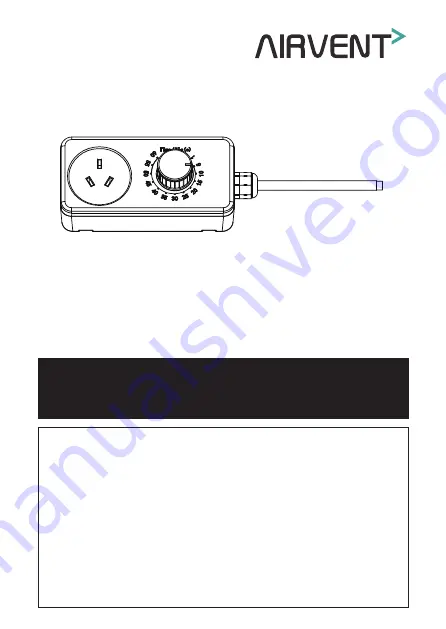 Airvent External PLUG & GO Run On Timer Owner'S Manual Download Page 2