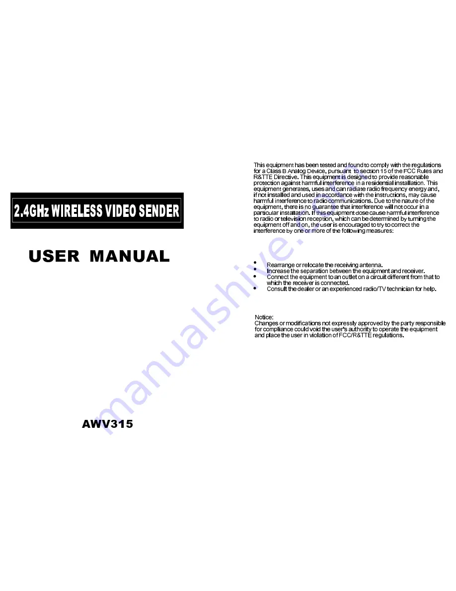 airwave AWV315 User Manual Download Page 1