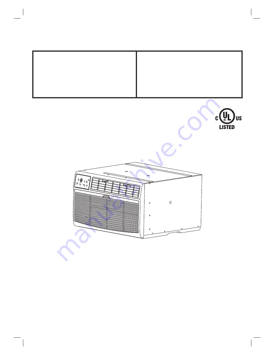 Airwell-Fedders Thru-the-Wall Room Air Conditioner Скачать руководство пользователя страница 1