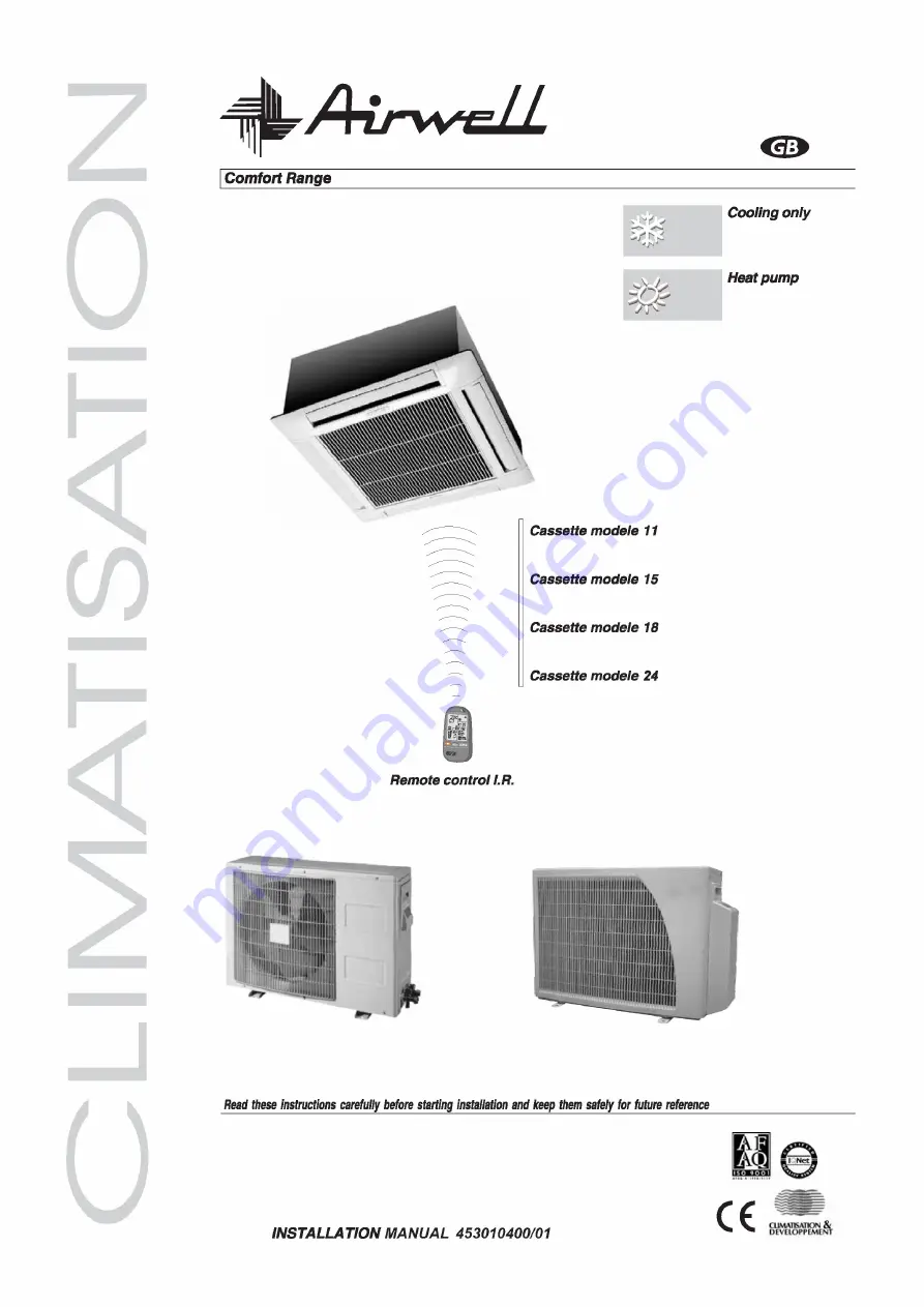 Airwell GC18RCD Instalation Instructions Download Page 1