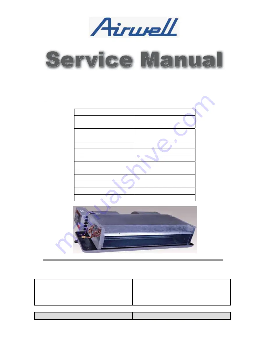 Airwell ONG3-18 Service Manual Download Page 1