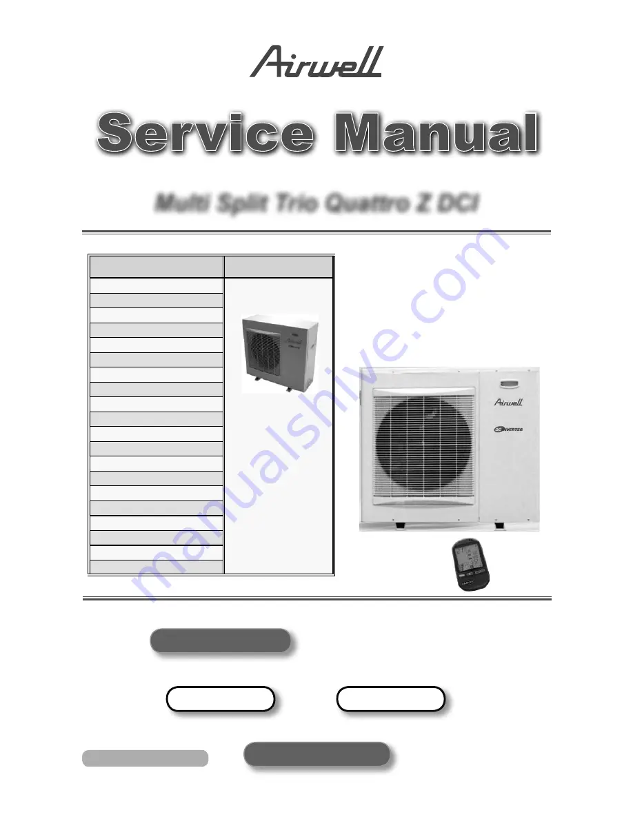 Airwell PNX 012 Service Manual Download Page 1